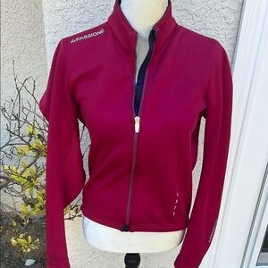 laPASSIONE Women's Red Fleece Zip up Cycle Jacket Size L